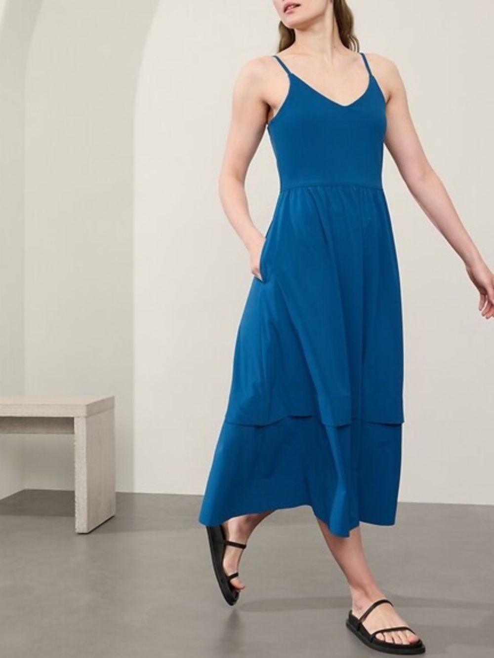 Athleta Elation V-neck Hybrid Midi Dress